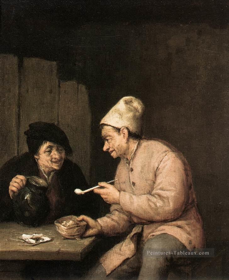 Tuyauterie et boire dans la Taverne néerlandais genre peintres Adriaen van Ostade Peintures à l'huile